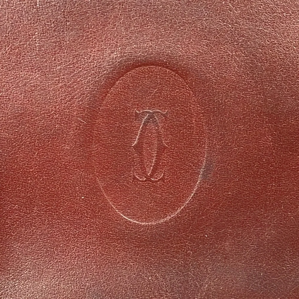 Cartier Paris Designer Bifold Wallet Burgundy Maroon Leather Bill Holder